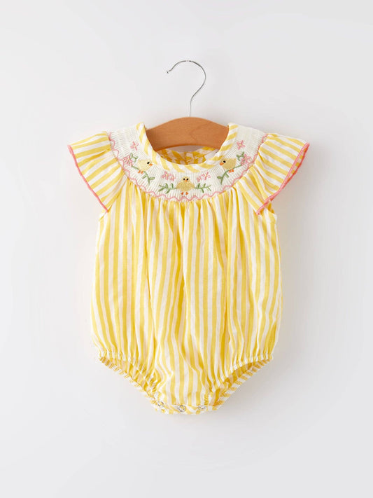 Chick Floral Embroidery Smocking Bubble