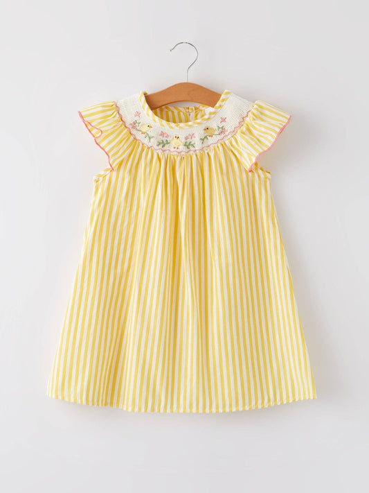 Chick Floral Embroidery Smocking Dress