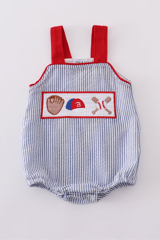 Baseball embroidery smocked bubble