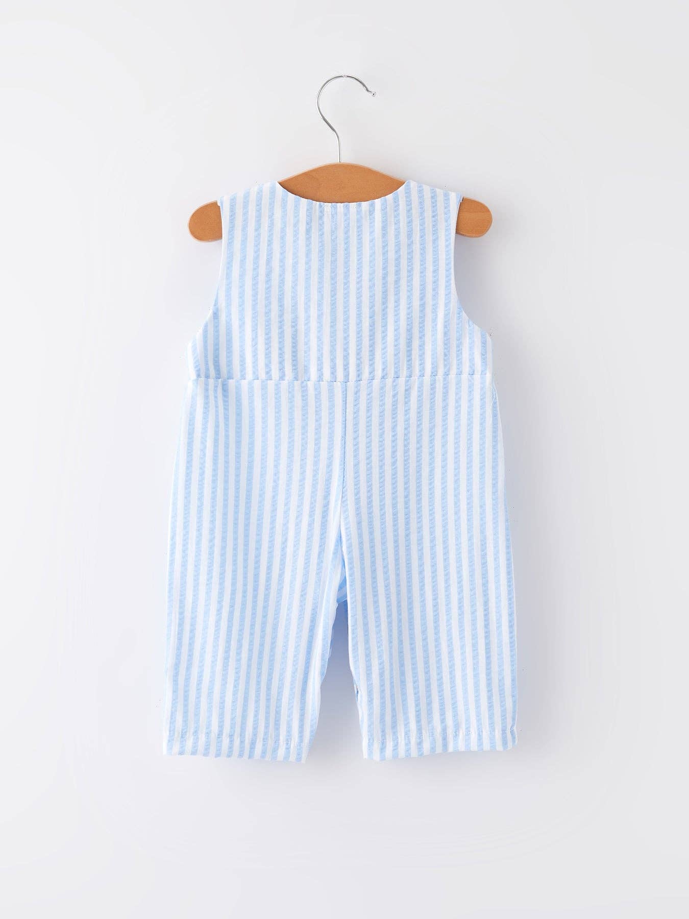 Chicken Embroidery Blue Boy Romper