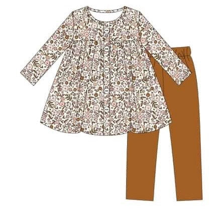 RTS-Pumpkin Spice Floral PANTS SET