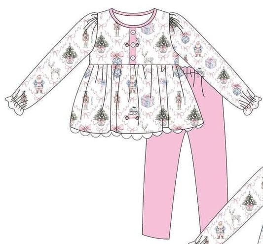 RTS-Pink Christmas PANTS SET